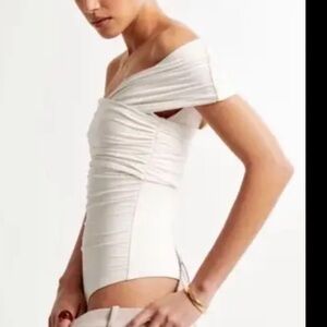 Abercrombie & Fitch Cream Off-Shoulder Bodysuit
